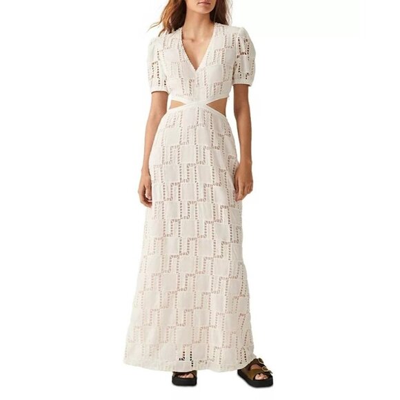 ba&sh Ava Eyelet Cutout Maxi Dress Size 8 - Picture 1 of 8